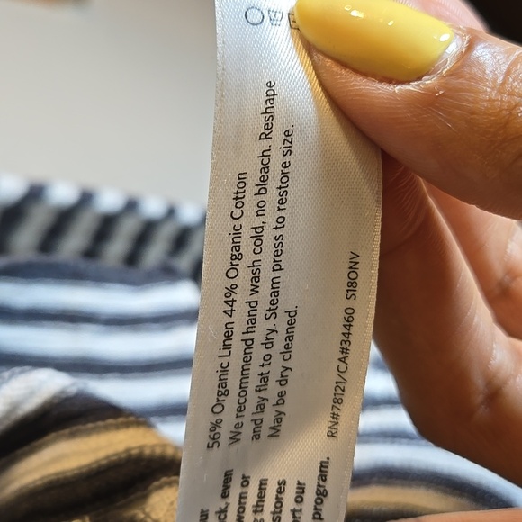 Eileen Fisher Striped Organic Linen Cotton Graphite Jersey Long-Sleeve Tee Shirt - Picture 10 of 10